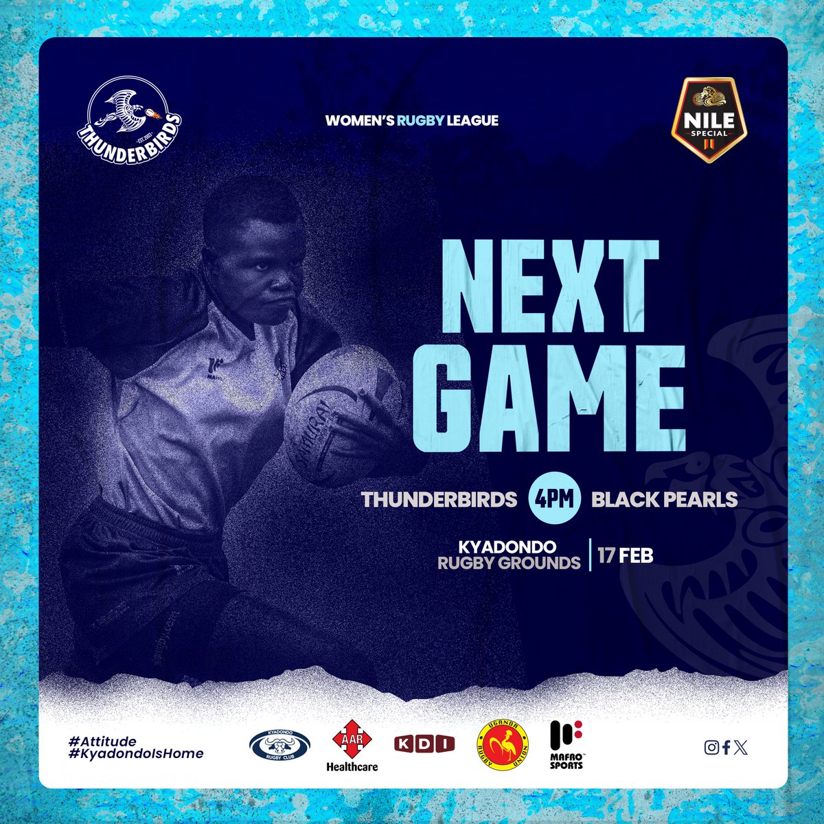 WE ARE HOME! 💪🏿 This Saturday, we take on @BlackPearlsRFC in a our second fixture of the #NileSpecialRugby League at @KyadondoClub - 4PM. Come in numbers to support and watch entertaining women’s rugby. #Attitude #KyadondoIsHome
