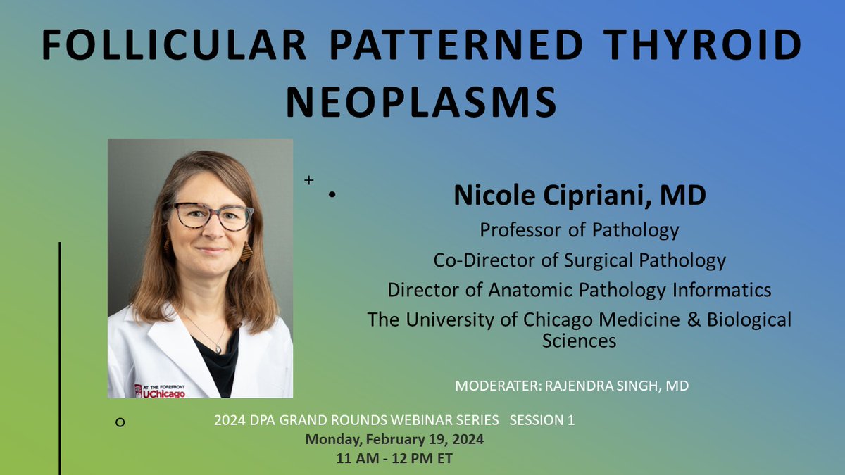 Raj Singh MD (@mydermpath) on Twitter photo We are excited to have Dr. Cipriani lead our first DAPA Grand Rounds for 2024 On 2/19 11 am. Registration and membership is free for all trainees. To join: digitalpathologyassociation.org/register?membe…
Link to preview the whole slide images of the cases:
dpa-dapa.com/public/present…
#pathology #thyroid We are excited to have Dr. Cipriani lead our first DAPA Grand Rounds for 2024 On 2/19 11 am. Registration and membership is free for all trainees. To join: digitalpathologyassociation.org/register?membe…
Link to preview the whole slide images of the cases:
dpa-dapa.com/public/present…
#pathology #thyroid