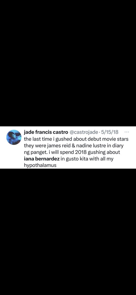 Dear Jade, 
Super kinikilig ako until now when I revisit this tweet. Yes I revisit it. Hahahahaha! That’s how much it helps me when I doubt myself, because somewhere out there, I know Jade Castro believes in me. Thank you so much. #FreeDirekJade