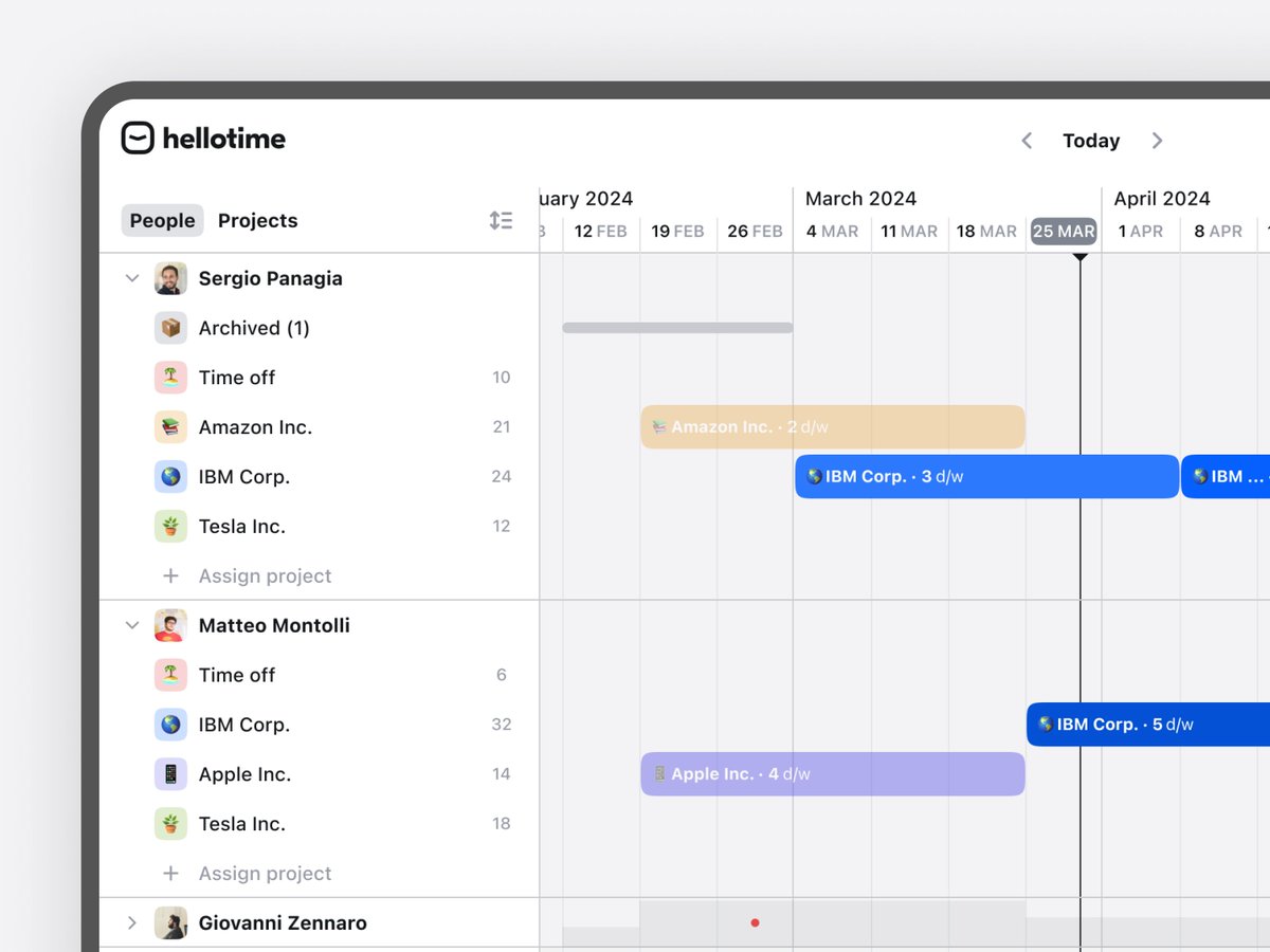 We are crafting a sleek, lightning-fast, and visually delightful planning app tailored for teams engaged in client projects. 

Say goodbye to spreadsheet headaches with Hellotime. Our web-based tool simplifies capacity planning.

Learn more at hellotime.io/?ref=twitter