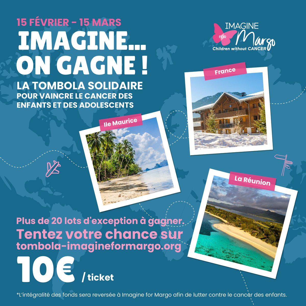 ImagineforMargo's tweet photo. 🦋 Imagine… on gagne ! À l’occasion de la journée internationale dédiée aux cancers pédiatriques, nous lançons une tombola solidaire jusqu'au 15 mars ! Plus de 20 lots d’exception sont à gagner  👉 https://t.co/O95VXWyANy

À partager sans modération pour des #enfantssanscancer ! https://t.co/0GXBKgWG6a