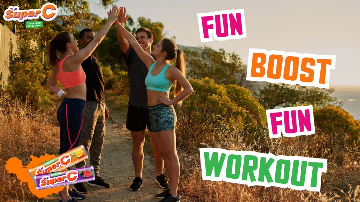 Get a fun boost for a fun workout with Super C 🤩👟 Do you like to work out in the morning or evening 👀? #SuperCSweets #Fun #Energy #Boost #Active #FunWorkout
