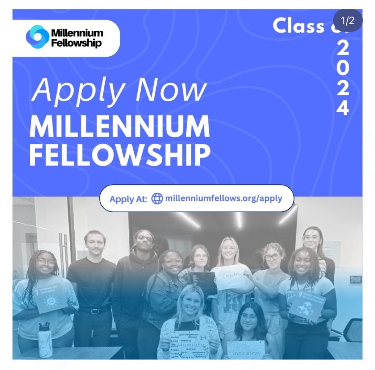opportunitiesfy's tweet image. Join the Class of 2024 #MillenniumFellowship by United Nations Academic Impact and Millennium Campus Network (MCN).

Link bit.ly/3QZrh5g

Apply today! Early applications are highly hencouraged.
#applicationsopen #youthopportunity #opportunityforyouth #sdgs #opportunity