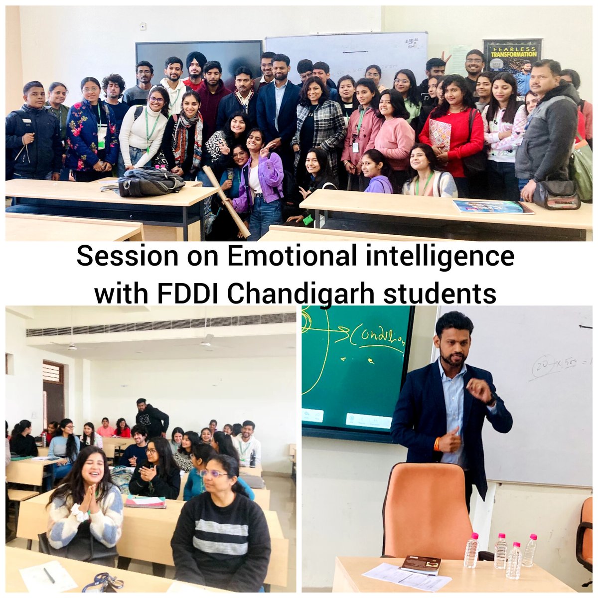 ArjunGaur1's tweet photo. A very powerful and very interactive session on Emotional Intelligence with @fddiofficial Chandigarh students. 

#fddi
#lifecoach
#lifecoaching #lifezhonour #EmotionalWellbeing #wellness https://t.co/dBnpUUXgJf
