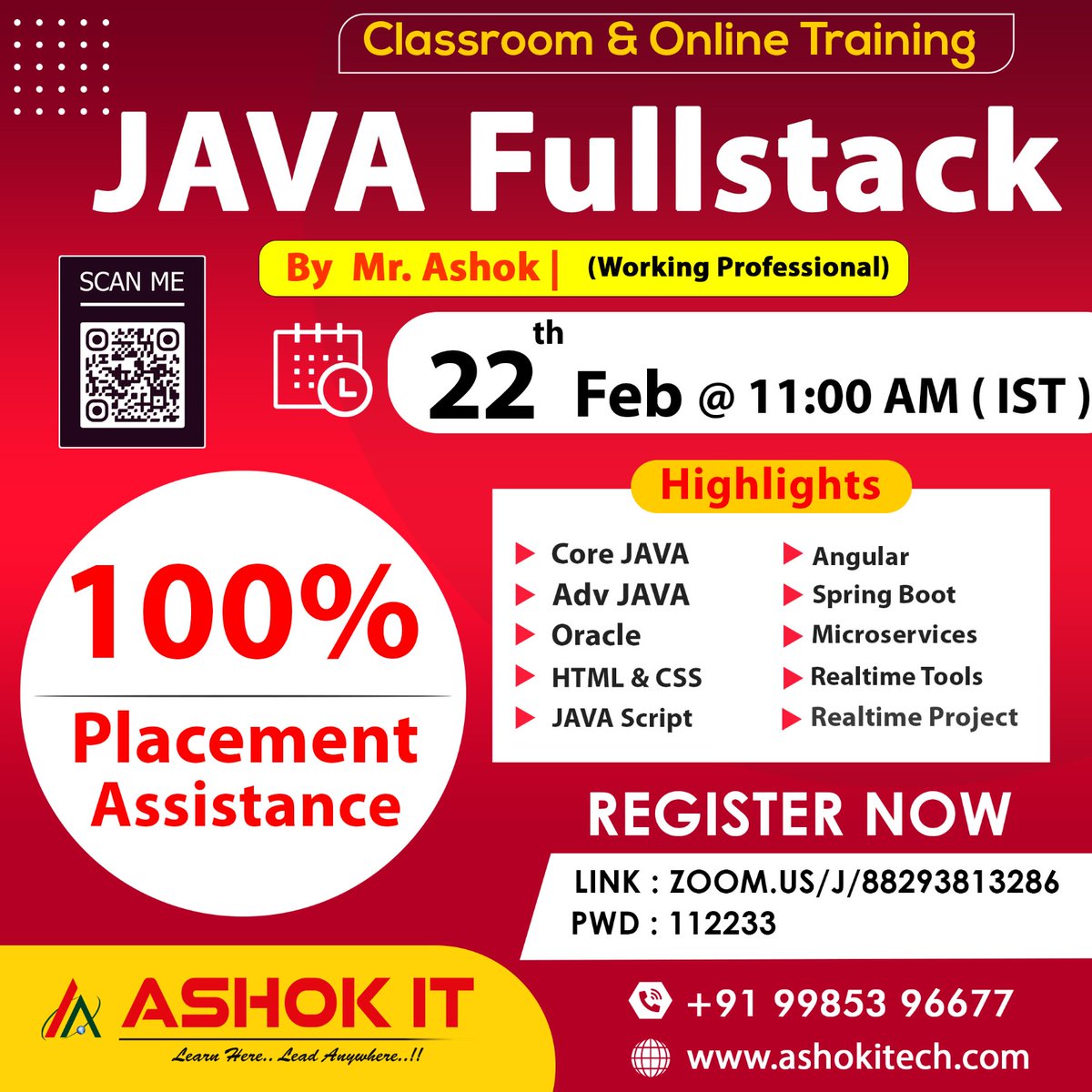 ashokitschool's tweet image. ๐ Java FullStack (Classroom & Online Training)๐
โ๏ธ Enroll Now : bit.ly/3noOByz
๐ Free Demo On 22nd-Feb @ 11:00 AM IST
๐ Classroom Location: Classroom Location: maps.app.goo.gl/WymfmhM3zjMqhDโฆ
#javafullstackdevelopercourse #java #javafullstacdevelopmentcourse #coding