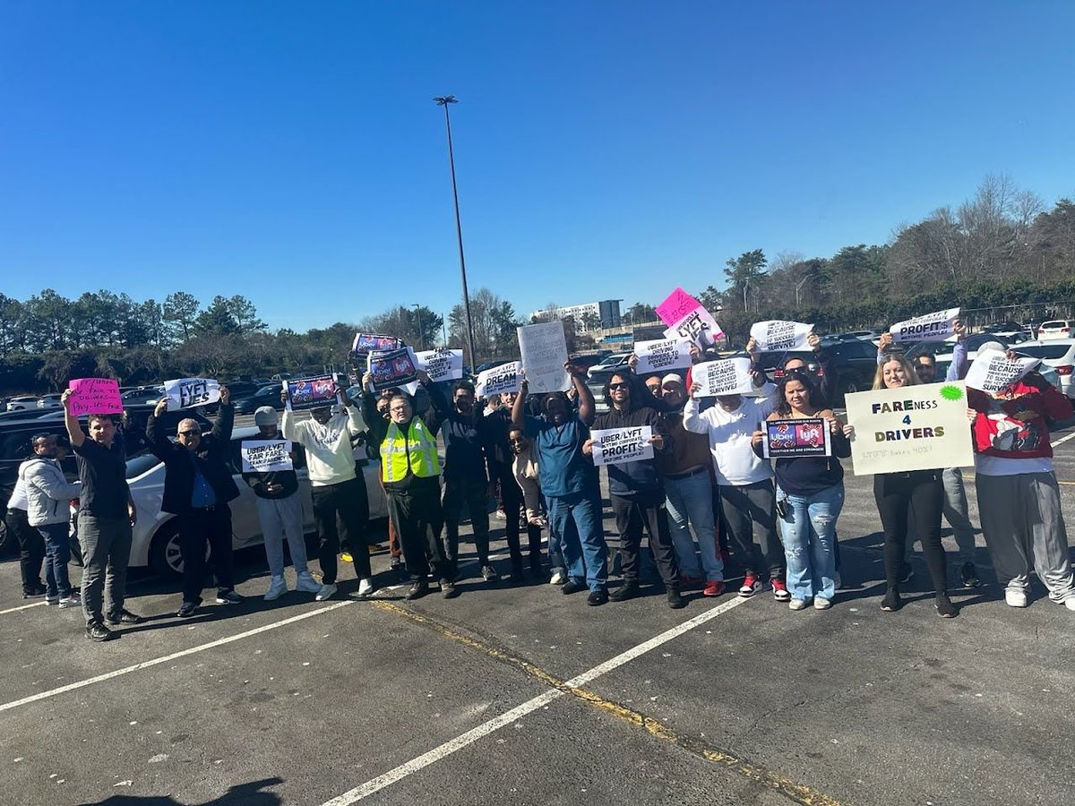 Atlanta, GA Valentine's Day protest for fair pay. <a href="/Uber/">Uber</a> <a href="/lyft/">Lyft</a> #GlobalStrike #FAREness #GigWorkers #Atlanta #Drivers