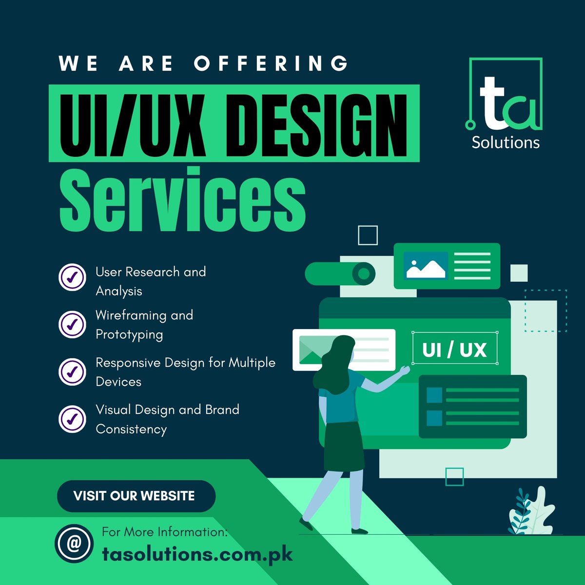 ta_solutions_'s tweet photo. Elevate your digital experience with TA Solutions' comprehensive UI/UX design services. 

#uiux #UI #uidesign #uxdesign #Webdesign  #designideas #userinterface #AppDesign #uiuxdesign #UserExperience #uidesigner #uitrends #webdesigner #dribbble #graphicdesigning #uxdesigner https://t.co/8ZIRbJRDnN