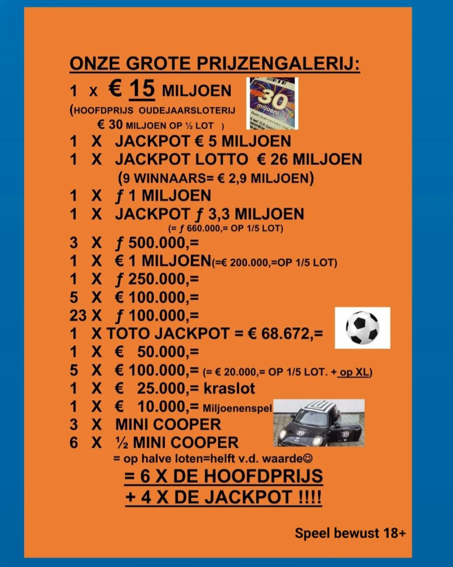 🎉10 febr. was het 2️⃣x raak!!
€1️⃣0️⃣0️⃣.0️⃣0️⃣0️⃣ op een #STAATSLOT
(Lotnr. CB 27124)
➕
€2️⃣5️⃣.0️⃣0️⃣0️⃣ op een #KRASLOT!
#DROMEN worden waar bij de #GELUKSMAKELAAR! 🍀
#WEBSHOP 
geluksmakelaar.nl 
Grote Prijzen Galerij is weer aangepast. 
Word jij onze volgende #WINNAAR?