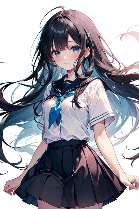 黒髪ロング学生服01#AIart 