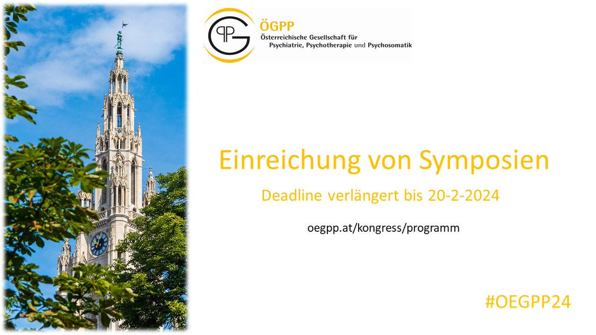 OEGPP1's tweet photo. #psychiatrie #psychotherapie #psychosomatik
💐Präsentieren Sie Ihre Studien am Psychiatrie-Kongress #OEGPP24 und diskutieren Sie mit interessierten KollegInnen🎤
👉https://t.co/oAy0FxLEo6
🗣️"Psychiatrie in der Gesellschaft"
🎓24. Jahrestagung der #OEGPP
📅24-27.4.2024
📌Wien https://t.co/Szd5LehiOz