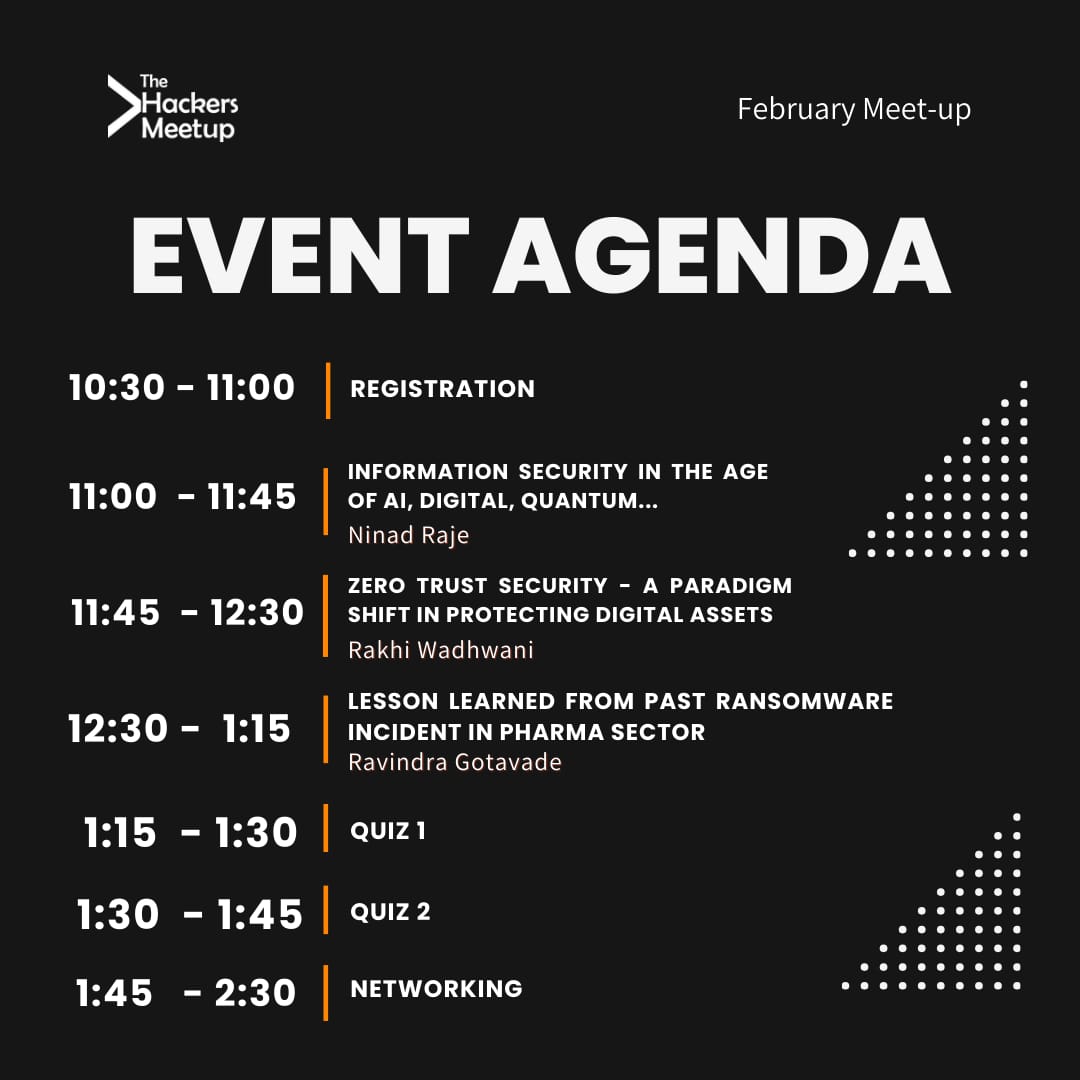 THMMumbai's tweet photo. 📢 Save the date! 🗓️ Join us for our February THM Mumbai Chapter meetup. 🚀 Dive into insightful sessions, interactive discussions, and networking opportunities.
Registration link! 📋
https://t.co/Npg8mBrzpK
#THMMumbai #CyberMeetup https://t.co/q91U4ResJx