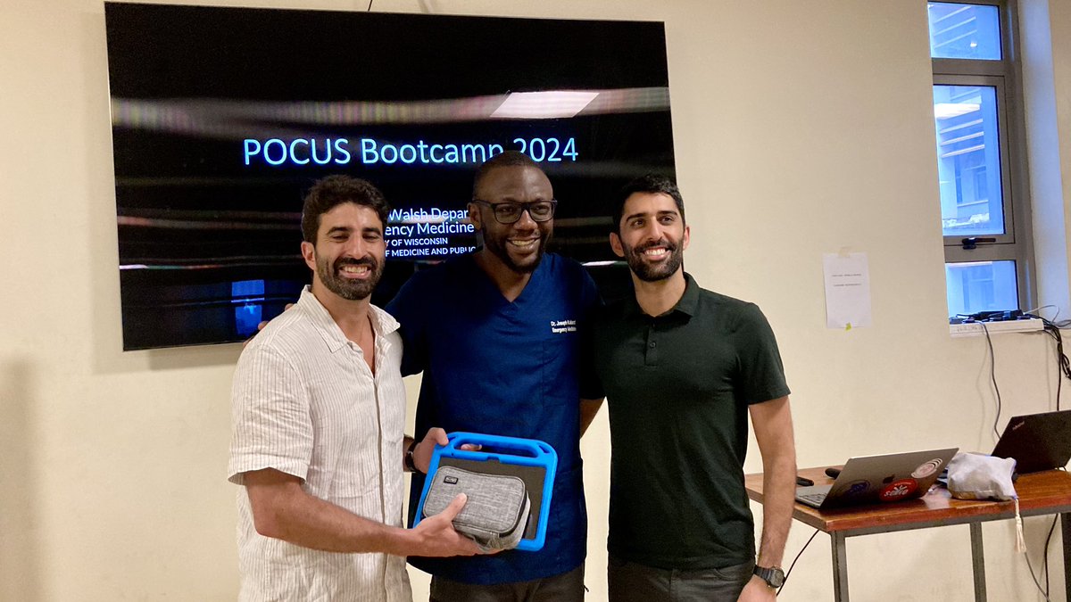 EmMakerere's tweet image. Grateful to our colleagues at
@AtlsGlblHlth for their generous donation of a Butterfly iQ probe and a tablet towards the residency program 

@ErikAkopiane @jschmidt_md @mand_sim 
@Jkalanzi256 @MaryEllenLyonMD @MakCHS_SOM @MakerereCHS 

#globalPOCUS 
#EmergencyMedicine