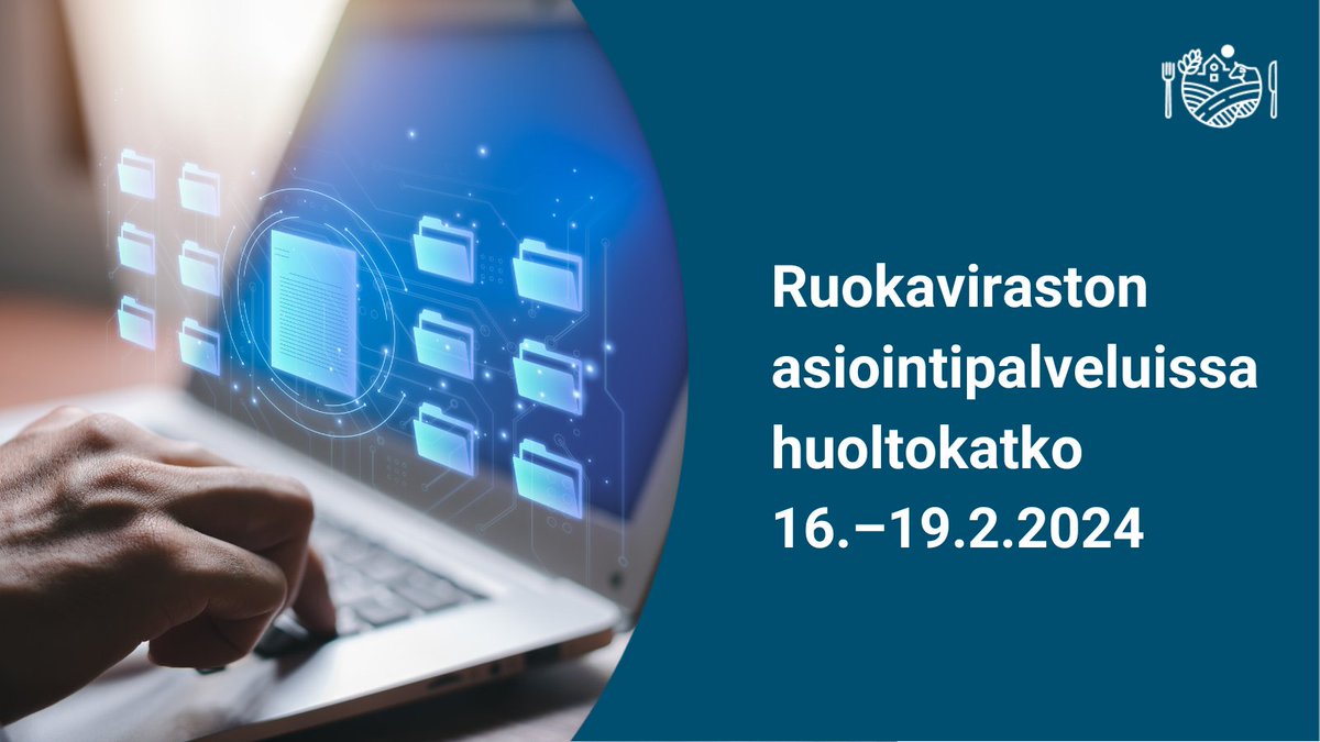 Ruokaviraston asiointipalveluissa on huoltokatkokatko 16.2. klo 16.15 alkaen. Käyttökatko koskee Ruokaviraston asiointipalvelujen lisäksi avointieto.ruokavirasto.fi -palvelua. Tarkista käyttökatkon piirissä olevat palvelut ruokavirasto.fi-sivulta: ruokavirasto.fi/tietoa-meista/…