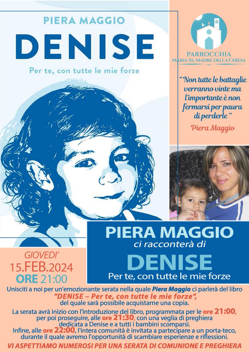 MissingDeniseMp's tweet photo. 💚 https://t.co/j0TVpUS0gB
📖 Marsala - "Denise. Per te, con tutte le mie forze" ❤️ Fatti ed emozioni racchiuse nelle pagine di un libro 📚
#Missing #MissingDenise #CerchiamoDenise #Libro #libroamazon https://t.co/zu2LP3E3d5