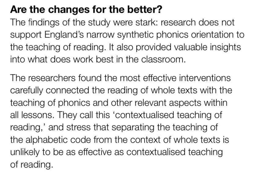 Yet more research to support my belief that phonics is not the only way to teach reading. Let’s get some sense back into the teaching of reading <a href="/Ofstednews/">Ofsted</a> Lets stop starving the children with an over reliance on phonics.

discovery.ucl.ac.uk/id/eprint/1018…