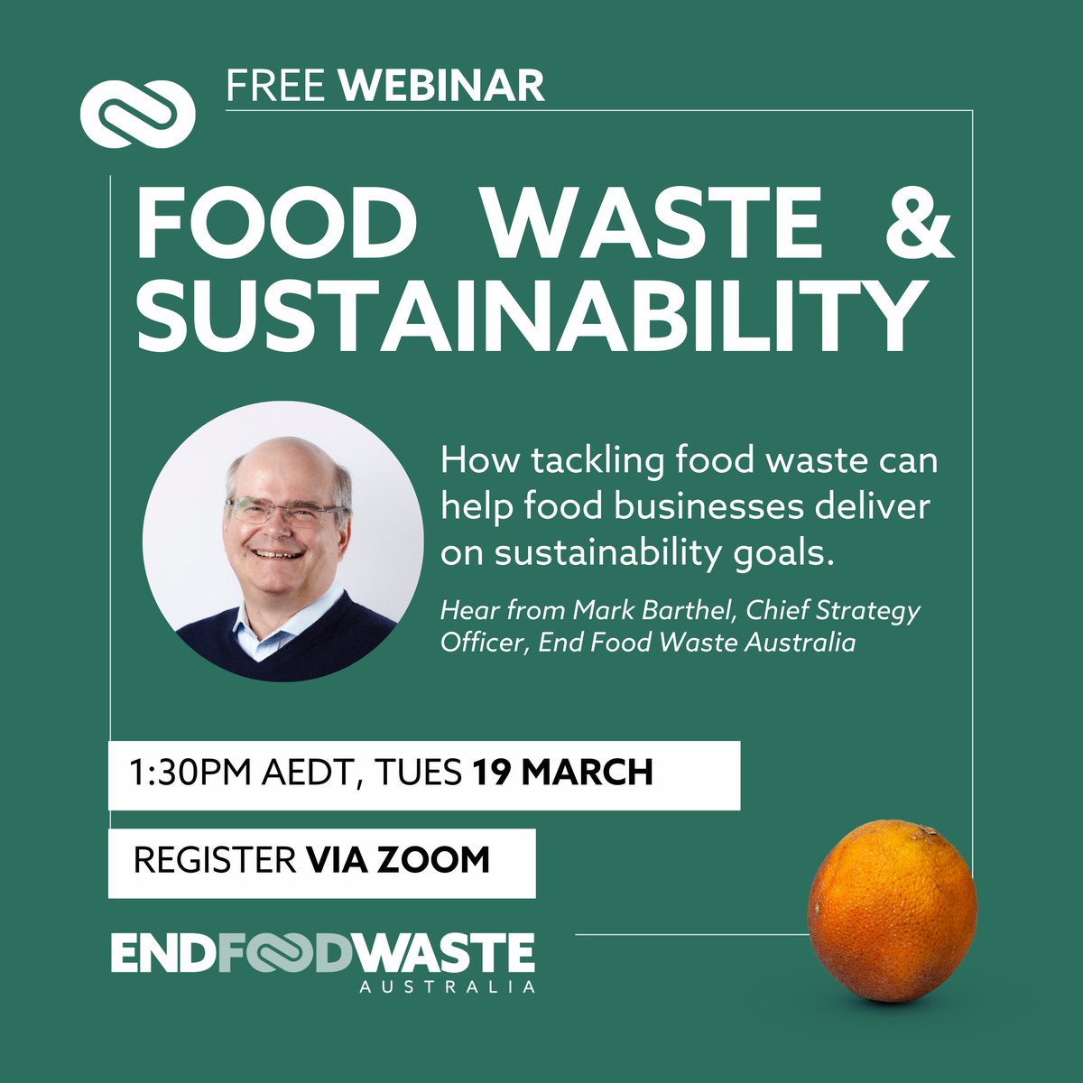 Want to learn more about how taking action on #foodwaste can help your food business deliver on your #sustainability goals? Join our free webinar this #FoodWasteActionWeek to learn more! Register via Zoom to join: bit.ly/3uzxQEi