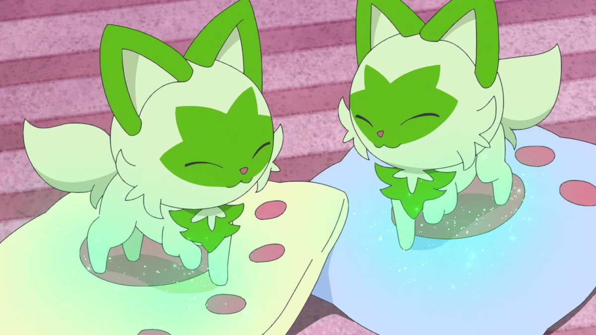 anipoke_PR's tweet photo. ／
金曜日は #アニポケ の日🌿
＼

いなくなった #ニャオハ を追って、
ブリーダーの家にやって来たリコ

そこには、ニャオハを始め、
#ニャビー、#マニューラ など、
ねこポケモンが大集合！

アニポケは毎週金曜よる6時55分～
テレ東系で放送中📺
※一部地域では放送日時が異なります https://t.co/No3QaS83K3