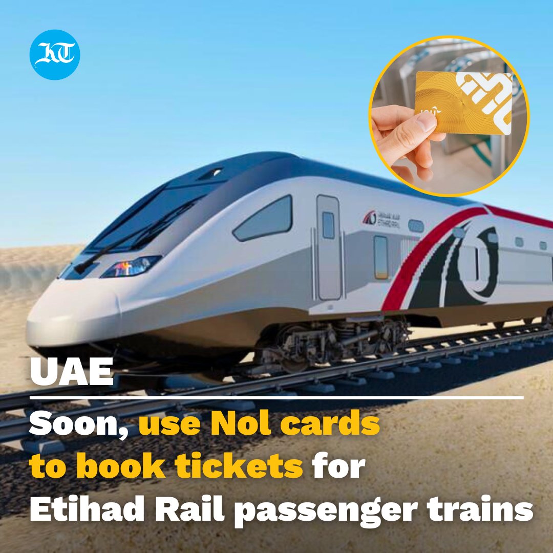 khaleejtimes's tweet photo. You could use #Nolcards to travel on @Etihad_Rail passenger #trains once they start chugging across the #UAE.
This development follows the signing of a memorandum of understanding (MoU) between @rta_dubai and Etihad Rail, the developer and operator of the UAE's national #railway network, on the sidelines of the #WorldGovernmentsSummit.
More details here: https://t.co/xrXVuejYfx