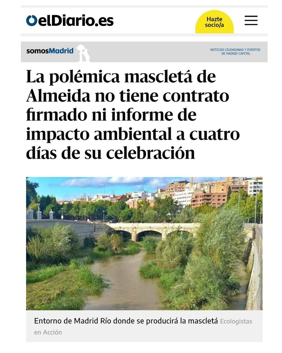 ‼️ MASCLETÁ EN MADRID RÍO | “A 4 días de que se celebre no hay informes, ni permisos, ni contratos, ni impacto ambiental”, explicaba ayer el concejal <a href="/EduardoFRub/">Eduardo Rubiño</a> desvelando una respuesta ofrecida por la empresa que organiza el acto, Madrid Destino.

✍️ Animanaturalis.org/n/46630 y