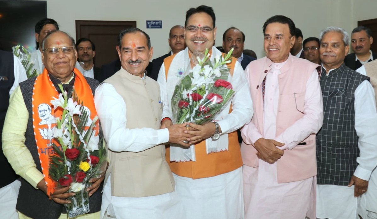 BhajanlalBjp's tweet photo. राजस्थान से राज्यसभा के द्विवार्षिक चुनावों हेतु श्री मदन राठौर जी व श्री चुन्नीलाल गरासिया जी के नामांकन दाखिल करने के अवसर पर उपस्थित रहा।

लोकतंत्र के मंदिर संसद के उच्च सदन में आप दोनों का अनुभव, ऊर्जा एवं अभिव्यक्ति कौशल निश्चित रूप से प्रदेश सहित देश की विकास यात्रा को बल देगा।

आप दोनों को विजयश्री की अग्रिम शुभकामनाएं...