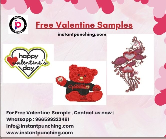 instantpunching's tweet photo. Hey : 
Valentine offer is here..
Claim Your Free Patch Sample &amp; Experience Our Top-Notch Digitizing &amp; Embroidery!

Visit us now : 
https://t.co/b5V8vSVpPe https://t.co/Y8XwGc3AgL