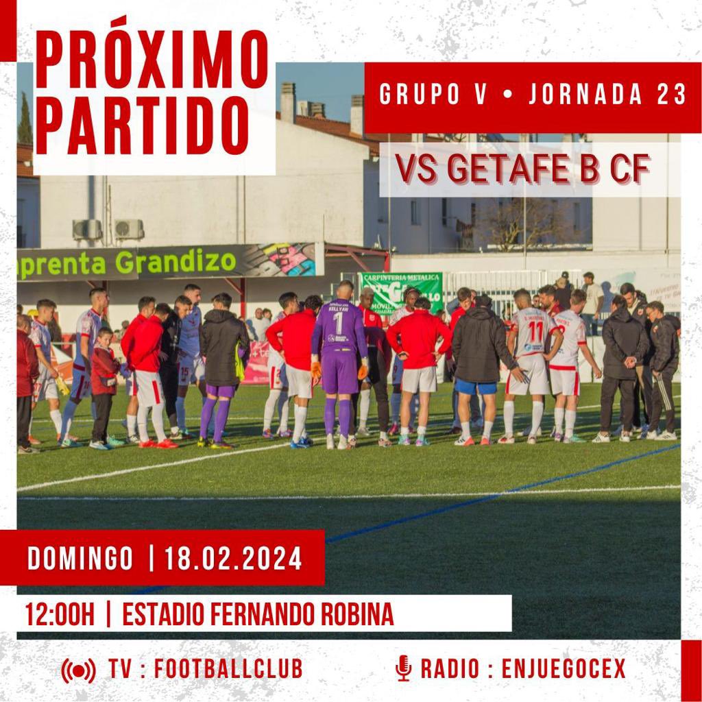 PRÓXIMO PARTIDO 

🏆 2ª RFEF -🗓️ Jornada 23

🆚 @CanteraGTF
📆 Domingo 18
⏰ 12:00H
🏟️ Fernando Robina 
📻 <a href="/enjuegoCEX/">Extremadura en Juego</a>
🖥️ <a href="/footballclub/">FootballClub</a>

🔴 Sabemos que os hemos pedido ayuda muchas veces, pero el Domingo os necesitamos como nunca.
Partido Vital!!!!

#VamosLlerenense 🤍❤️🖤