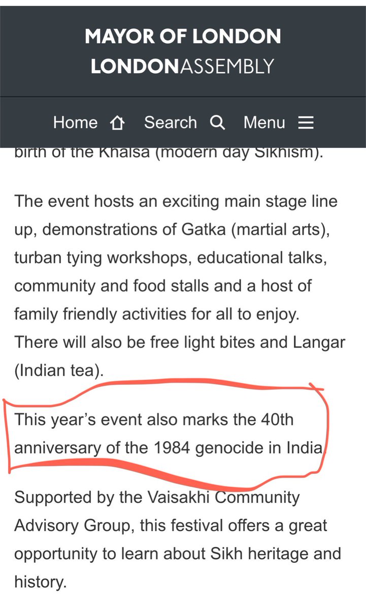 This year Mayor of London’s Vaisakhi Event <a href="/vaisakhildn/">VaisakhiLDN</a> in Trafalgar Square will also commemorate the 40th Anniversary of 1984 Sikh Genocide.
Sat 06 Apr 2024
12:00pm- 6:00pm
Trafalgar Square, London
#1984SikhGenocide #NeverForget84 #VaisakhiLDN 
london.gov.uk/events/vaisakh…