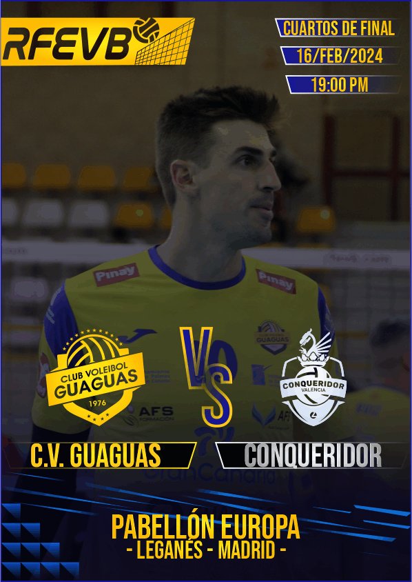 voleyguaguas's tweet photo. Empieza el espectáculo...comienza la XLIX Edición de la Copa del Rey con los mejores equipos de la #SVM. 

El @cvguaguas cierra mañana los cuartos de final contra el @ConqueridorV. 

Los de @camarerosergio son los rivales a batir y claros favoritos a levantar el título del KO. https://t.co/KnDoIOAxZN