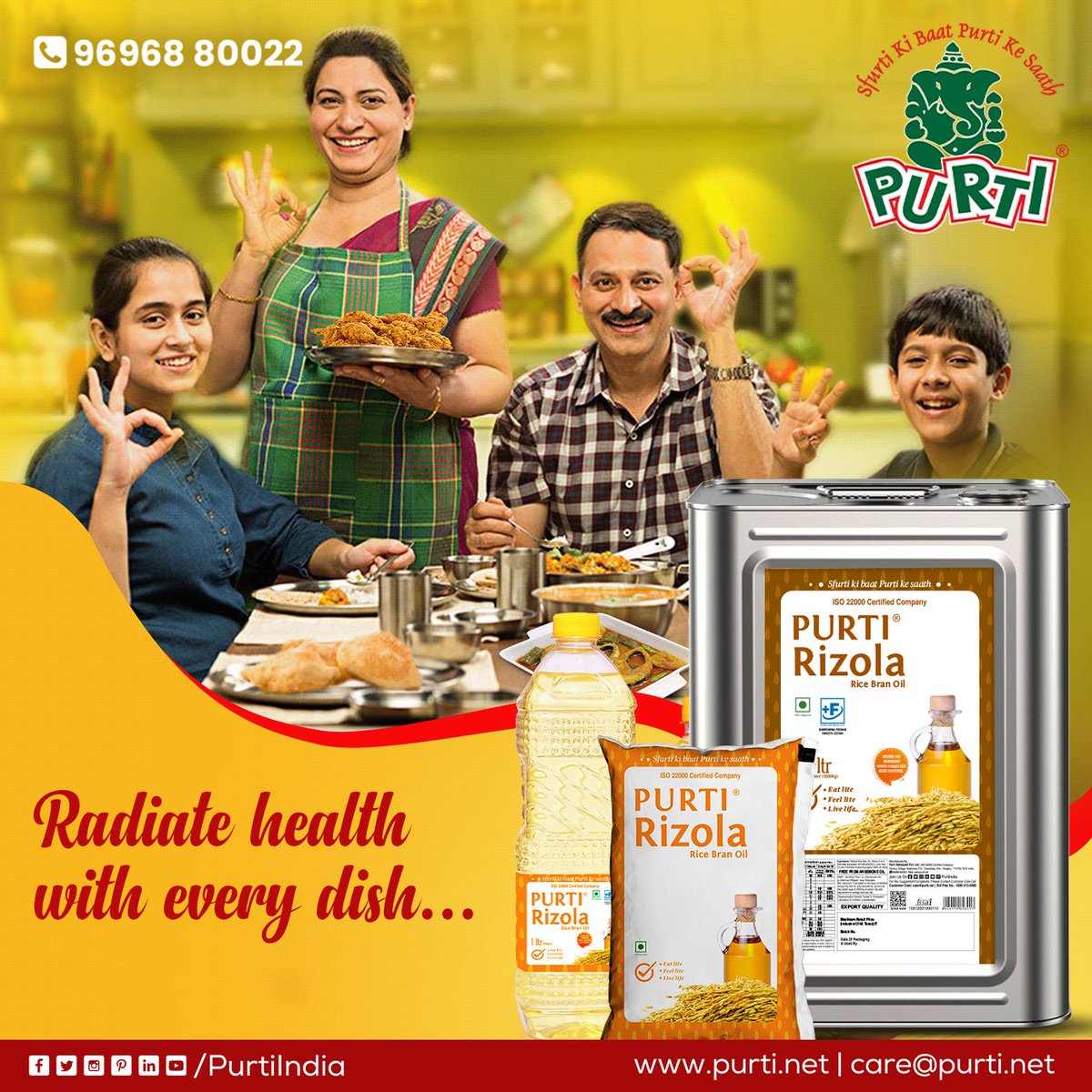 PurtiIndia's tweet photo. Experience the radiance of good health with every drop of 𝐏𝐮𝐫𝐭𝐢 𝐒𝐨𝐲𝐚𝐥𝐢𝐭𝐞 Rice Bran Oil.
For Distributorship: https://t.co/xRD0L2NMXe
.
.
.
#Purti #EdibleOil #CookingOil #PurtiRizola #RiceBranOil #RadiantHealth #LiveLife #PureAndHealthy #healthyricebranoil https://t.co/WB2M7Nyyvc