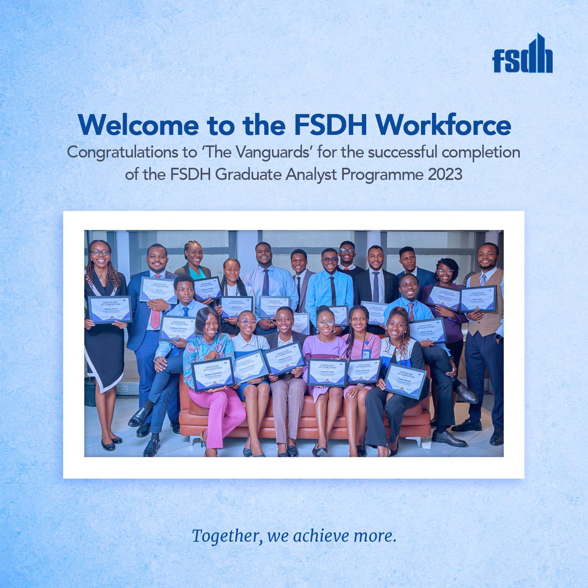 FSDHAssetMgt's tweet photo. Let’s Welcome the Vanguards!!!
#NewBeginnings
#FSDHgraduateanalystprogramme
#togetherweacheivemore https://t.co/pg42p0zgrs