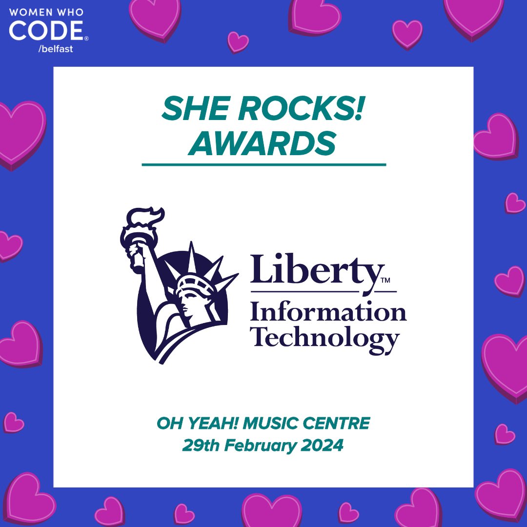 Women Who Code Belfast (@wwcodebelfast) on Twitter photo We’re thrilled to have <a href="/Liberty_IT/">Liberty IT</a> as a sponsor for this years She Rocks! Awards ✨
Their support means that we can celebrate the amazing achievements of the women and allies in our talented community 🥳 We can’t wait to party with you all in two weeks time!! 🤩
#wwcode We’re thrilled to have <a href="/Liberty_IT/">Liberty IT</a> as a sponsor for this years She Rocks! Awards ✨
Their support means that we can celebrate the amazing achievements of the women and allies in our talented community 🥳 We can’t wait to party with you all in two weeks time!! 🤩
#wwcode