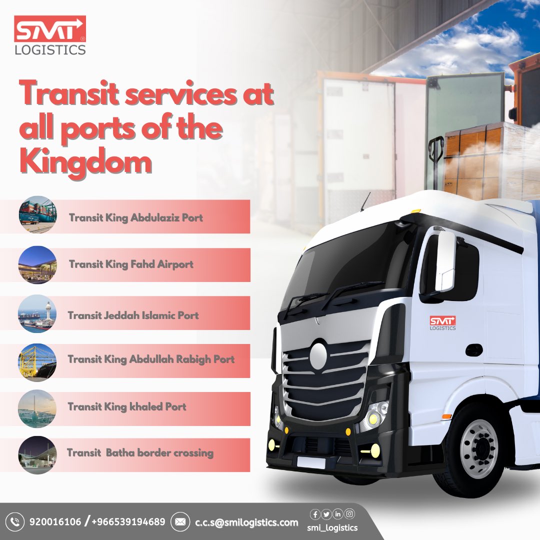 smi_logistics's tweet photo. SMI offers you the best transit services in all ports of the kingdom.
https://t.co/4GgkkgDT55
+966539194689
920016106
c.c.s@smilogistics.com
#smi_logistics #logisticscompany #transit #transitservice #freightforwarding #shippingworldwide #customsclearance #vision2030 #landfreight #aircargo #seafreight #storagesolutions #logistics #shipping
@omar_smi @wca_world @opcassociation