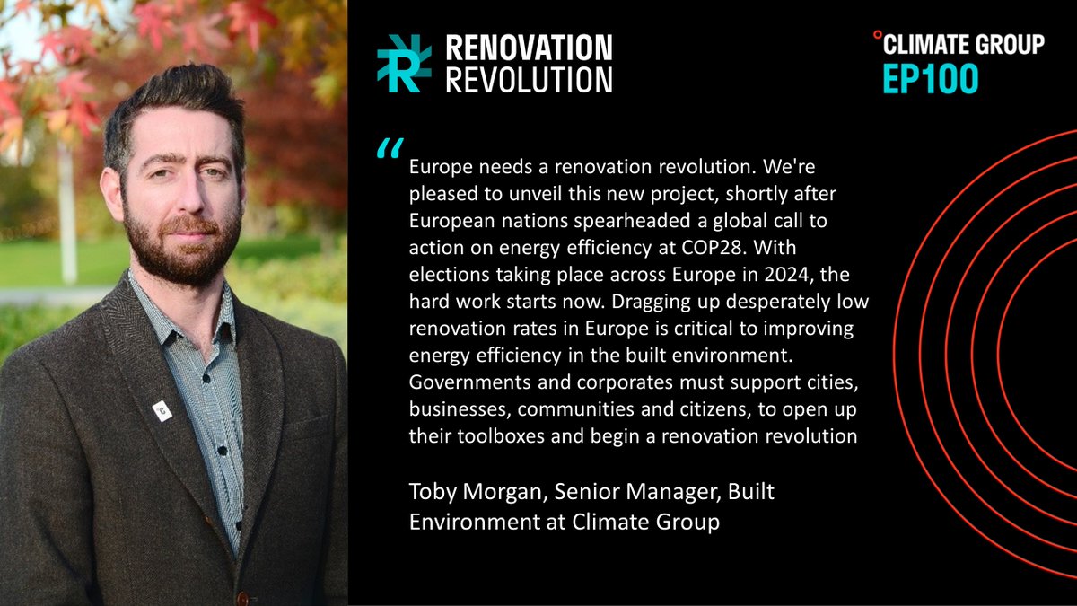 Increased renovation rates are key to saving energy, cutting emissions and meeting Europe’s climate goals. We're proud to be partnering with @CBRE, @Danfoss, @RockwoolGroup, @SignifyCompany, @Velux, @RenovateEurope on our new #RenovationRevolution project: theclimategroup.org/renovation-rev…