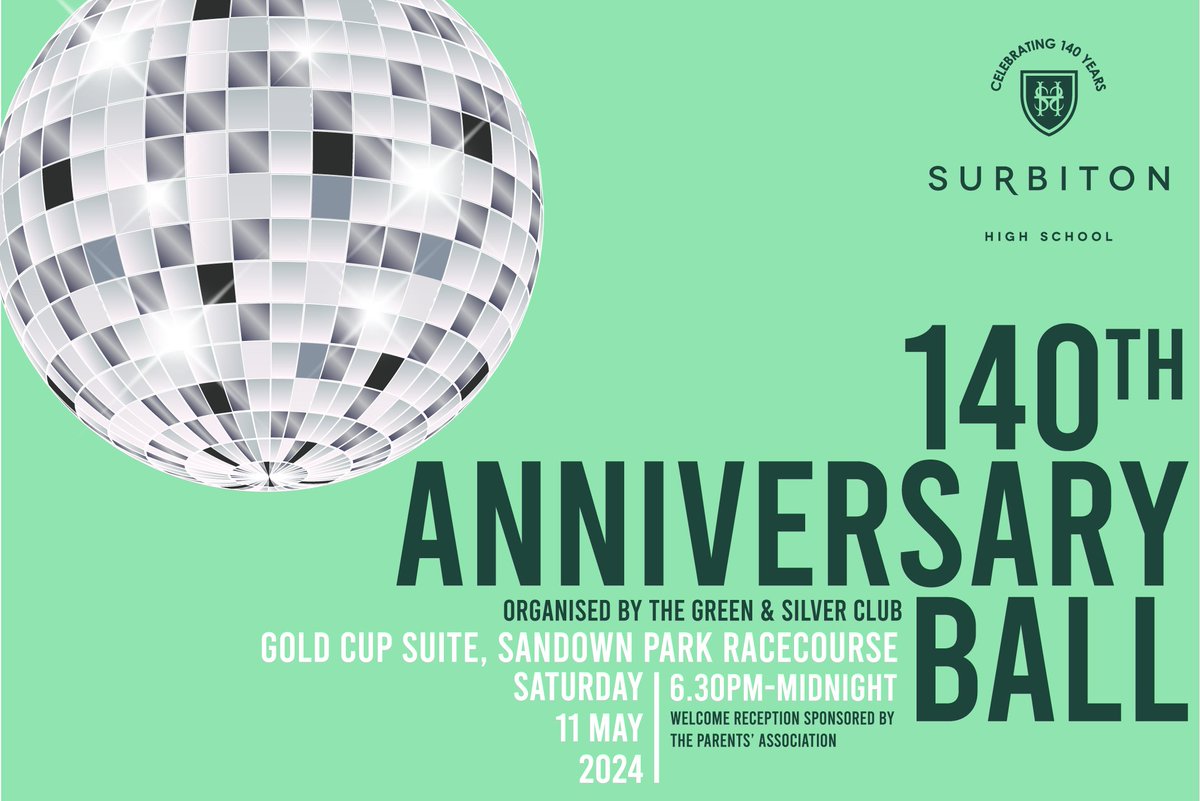 🎉 Exciting news! Tickets for Surbiton High School's 140th Anniversary Ball go on sale at 9.30 AM on Monday, 19 February. 🎟️ Don't miss the Early Bird offer - save £10 by securing your tickets early! Stay tuned for more details via MIS. Let's celebrate #SHS140Years in style! 🥳