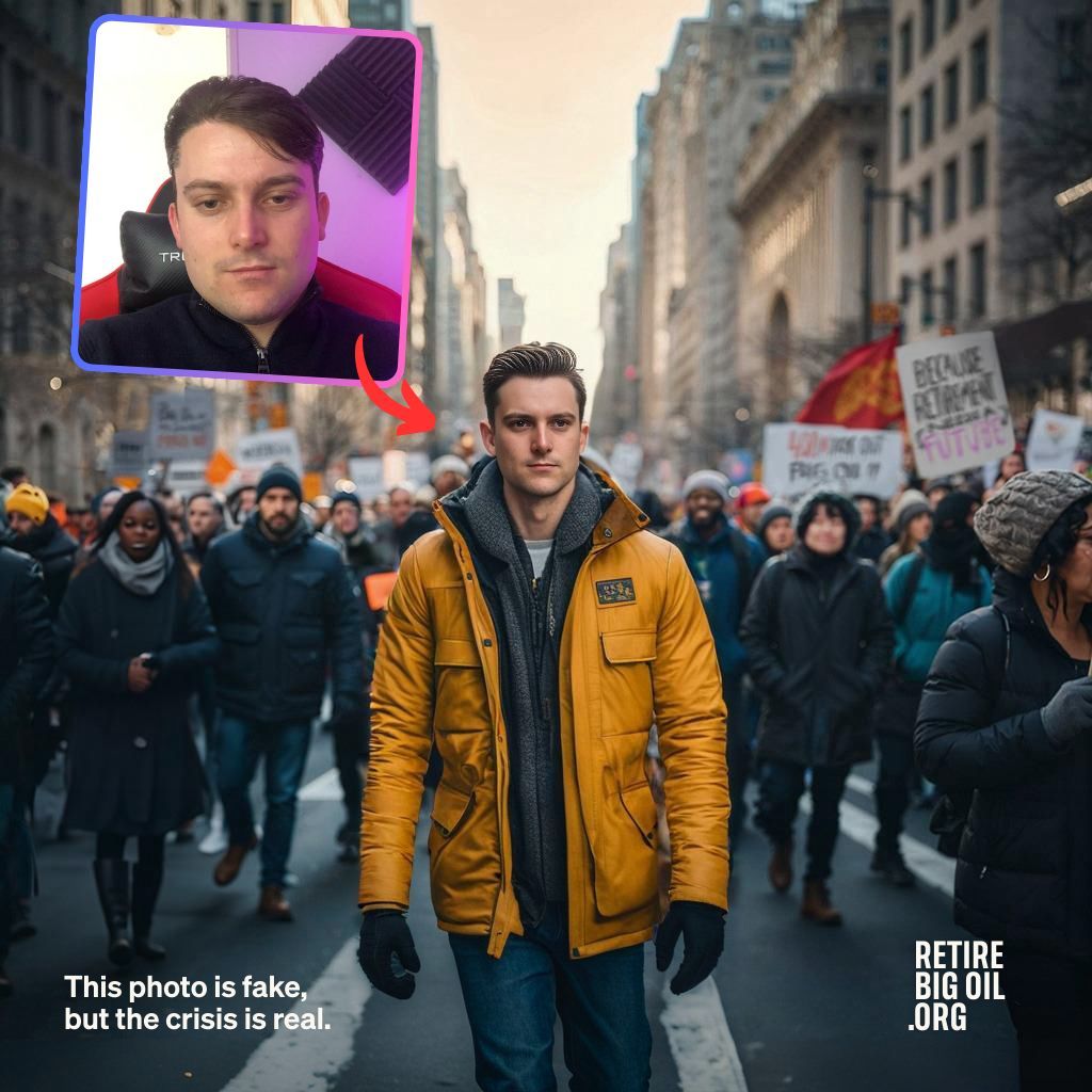 AI-generated celebrities filled a protest against Big Oil. 

Is this the future of activism? 

To join this protest, all you have to do is upload a photo and post it to social media.🧵👇