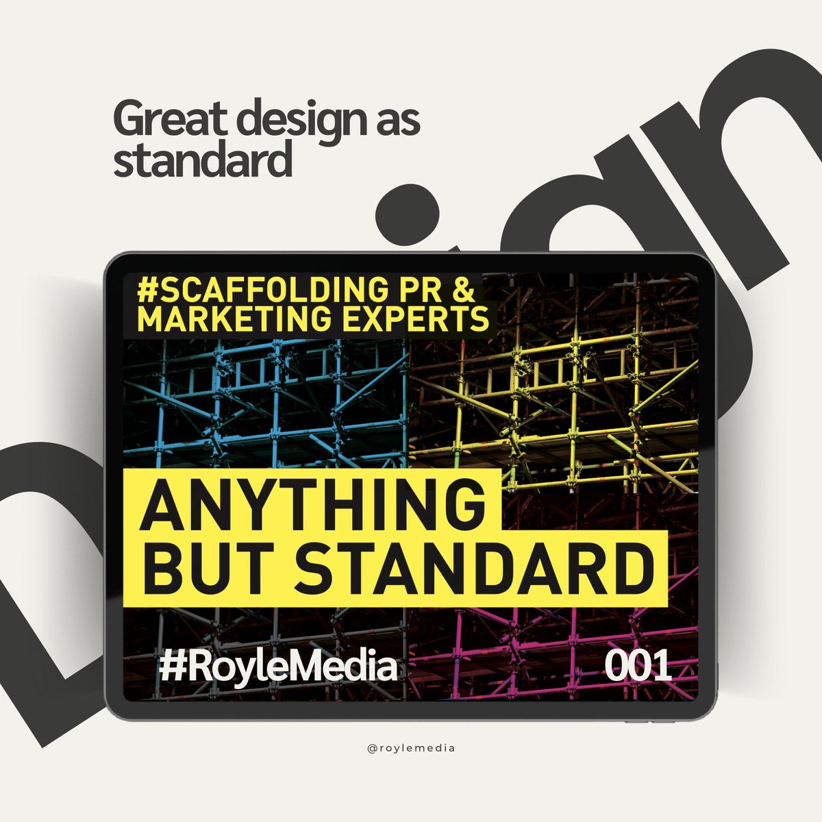 RoyleMedia's tweet photo. Whatever you chose #RoyleMedia for – it's #anythingbutstandard with #greatdesignasstandard 👌🏻
See what we can offer your #scaffolding & #construction brand
📲 https://t.co/IiQ1IgOomb https://t.co/Gu3OOQar0m
