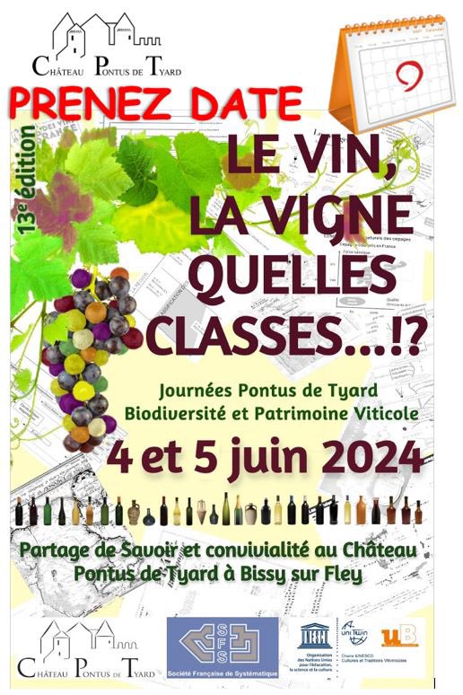 Prenez date...... Prochaines journées Pontus de Tyard : le vin, la vigne, quelles classes.... !? #BissySurFley