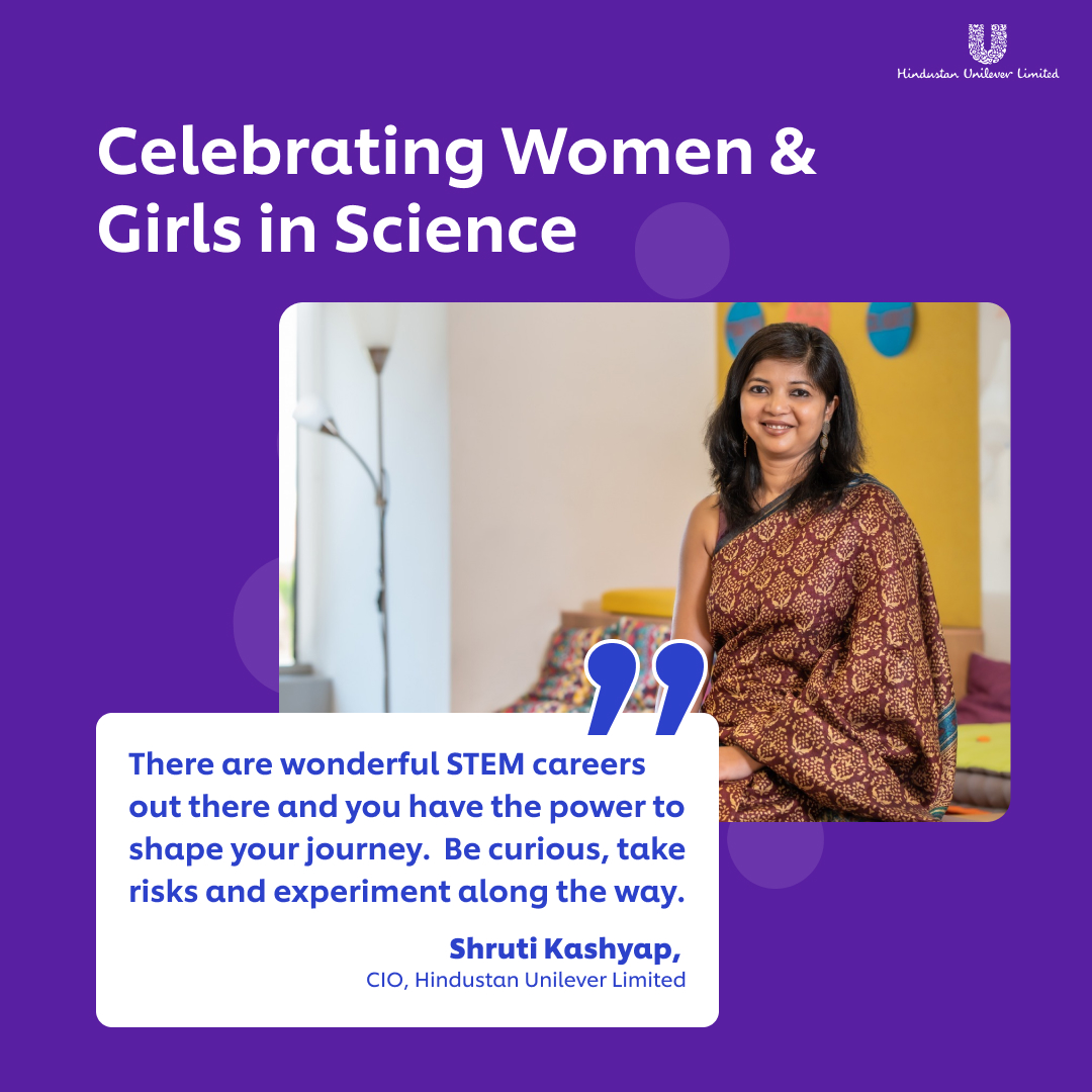 HUL_News's tweet photo. Shruti Kashyap, CIO at #HUL shares what inspired her to work in #STEM &amp; what keeps her driven!

Here's her #TopTip for #WomenAndGirlsInScience as she emphasises the need for positive female role models in STEM 💙
https://t.co/U1wk9TG9ZJ https://t.co/IRmEoDiY1s