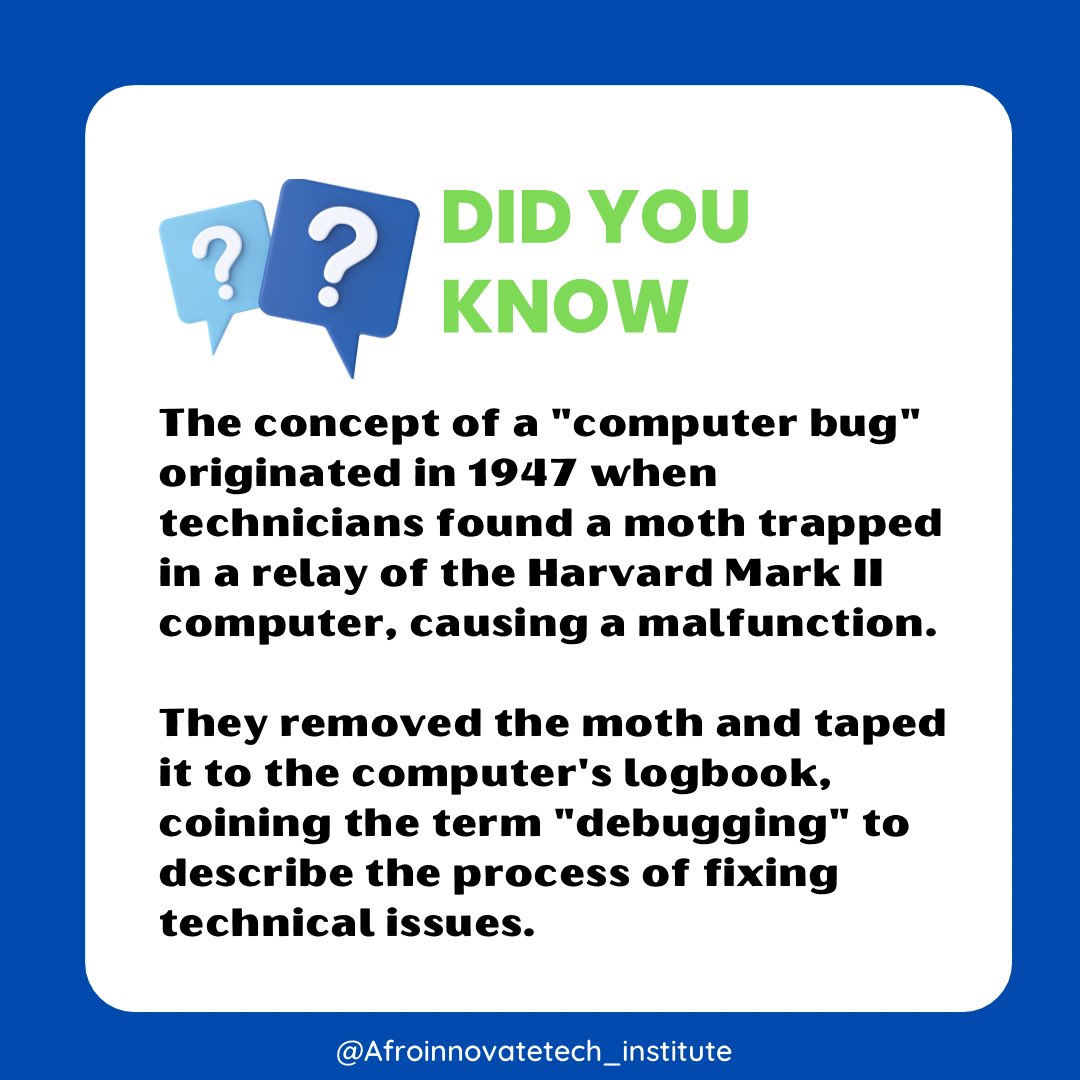 Afroinnovatech's tweet image. How well do you know your IT facts and history??

Drop an emoji if you knew this
🤗
.
.
.
.

#learnatechskill#freetechskill#techskillshub#freetechskillsinowerri#aiautomation#graphicsdesign#webdevelopment#uiuxdesigners#freetechforwomen#freetechskillsnearme.