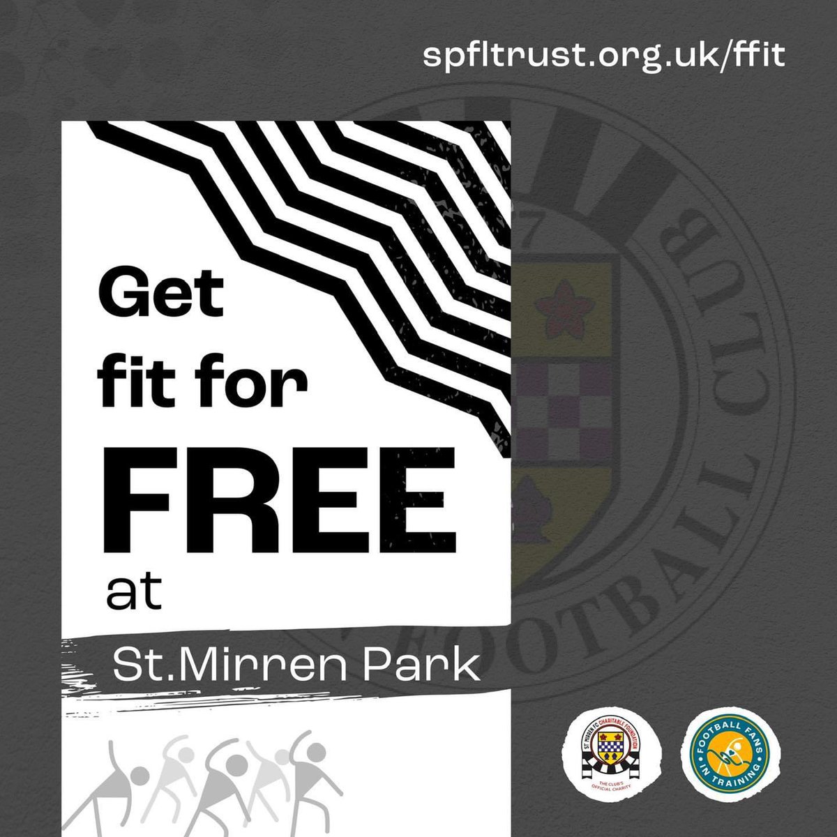 SMFC_CF's tweet photo. Get fit for FREE at St. Mirren Park 🐼

Our Football Fans in Training programme will give you the tools that you need to be fitter, healthier and happier! 😀🙌

👉 sign up today: https://t.co/Gxis8YQDSM https://t.co/ot5mOEVjbz
