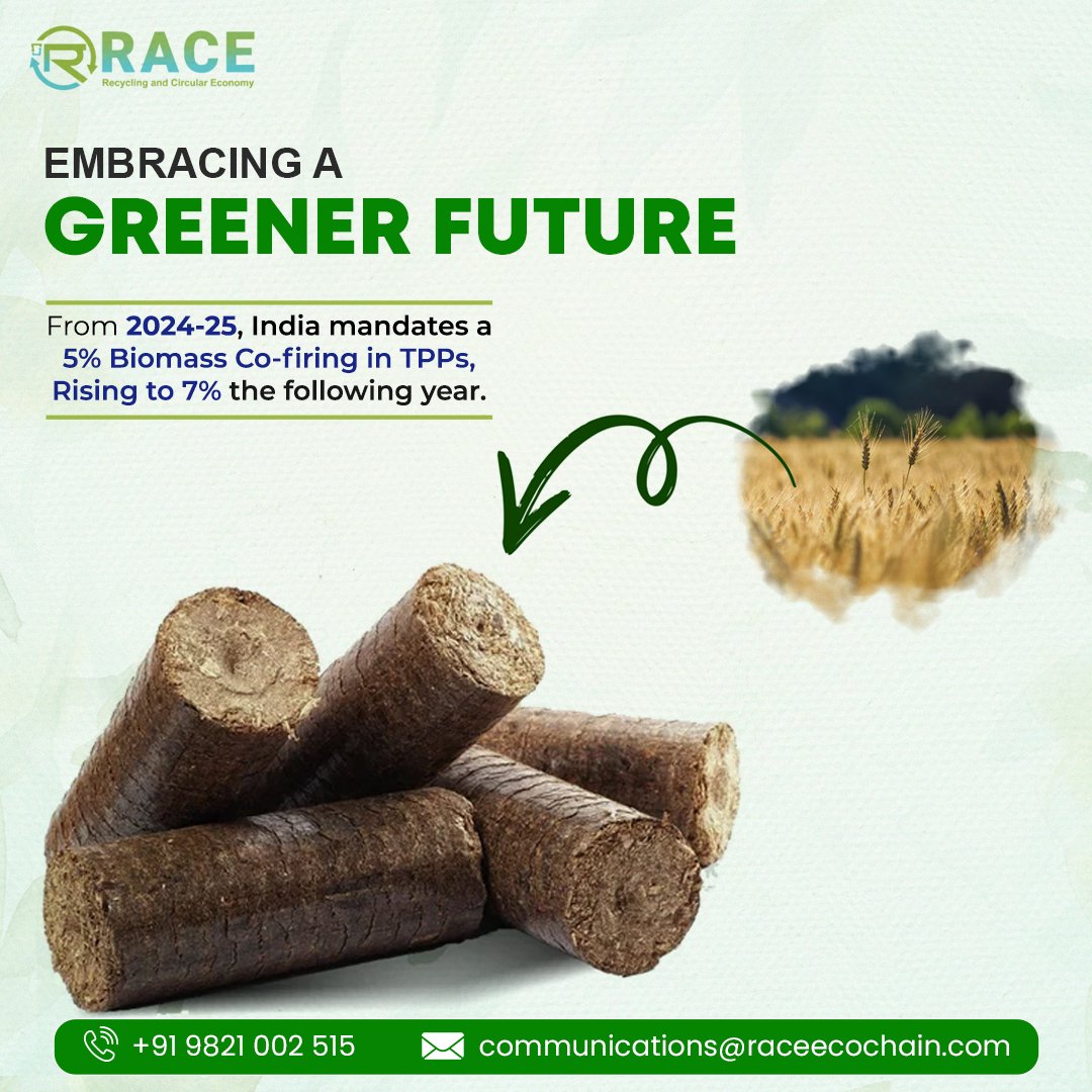 India's green energy leap! With a 5% biomass co-firing mandate set for 2024-25, we're fueling a sustainable future. 🌱🔌
#SustainableIndia #BiomassEnergy #GreenPolicy #RenewableEnergyGoals #CleanEnergyIndia #EcoFriendlyFuture #SustainabilityDrive #ClimateAction #EcoInnovation