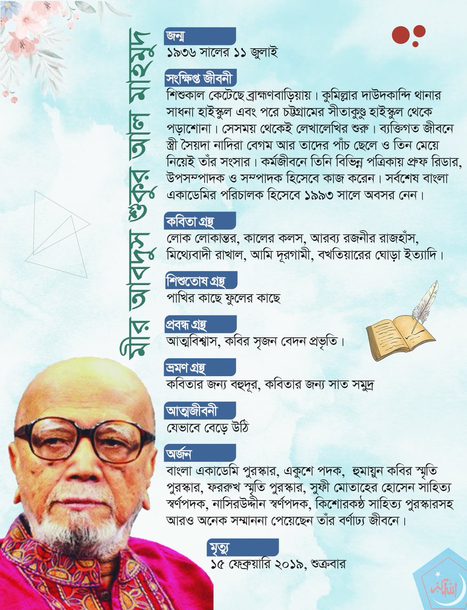 basherkella's tweet photo. কবি আল মাহমুদ
১১ জুলাই ১৯৩৬ - ১৫ ফেব্রুয়ারি ২০১৯
#PoetAlMahmud #AlMahmud https://t.co/gi0x7Tu6Rm