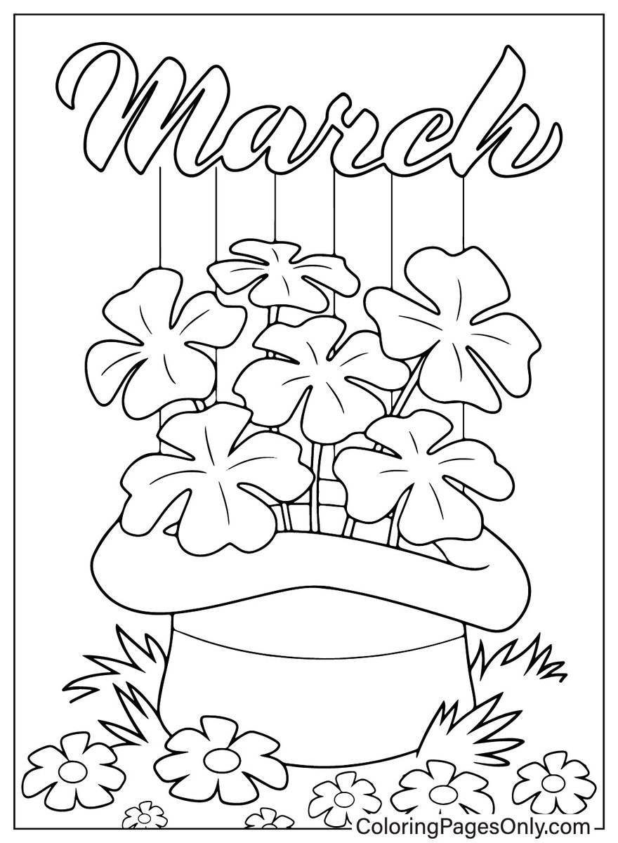 St Patrick's Day Magic Clover Wand Coloring Page (Free PDF\u0026PNG Printable), image size:880x1200