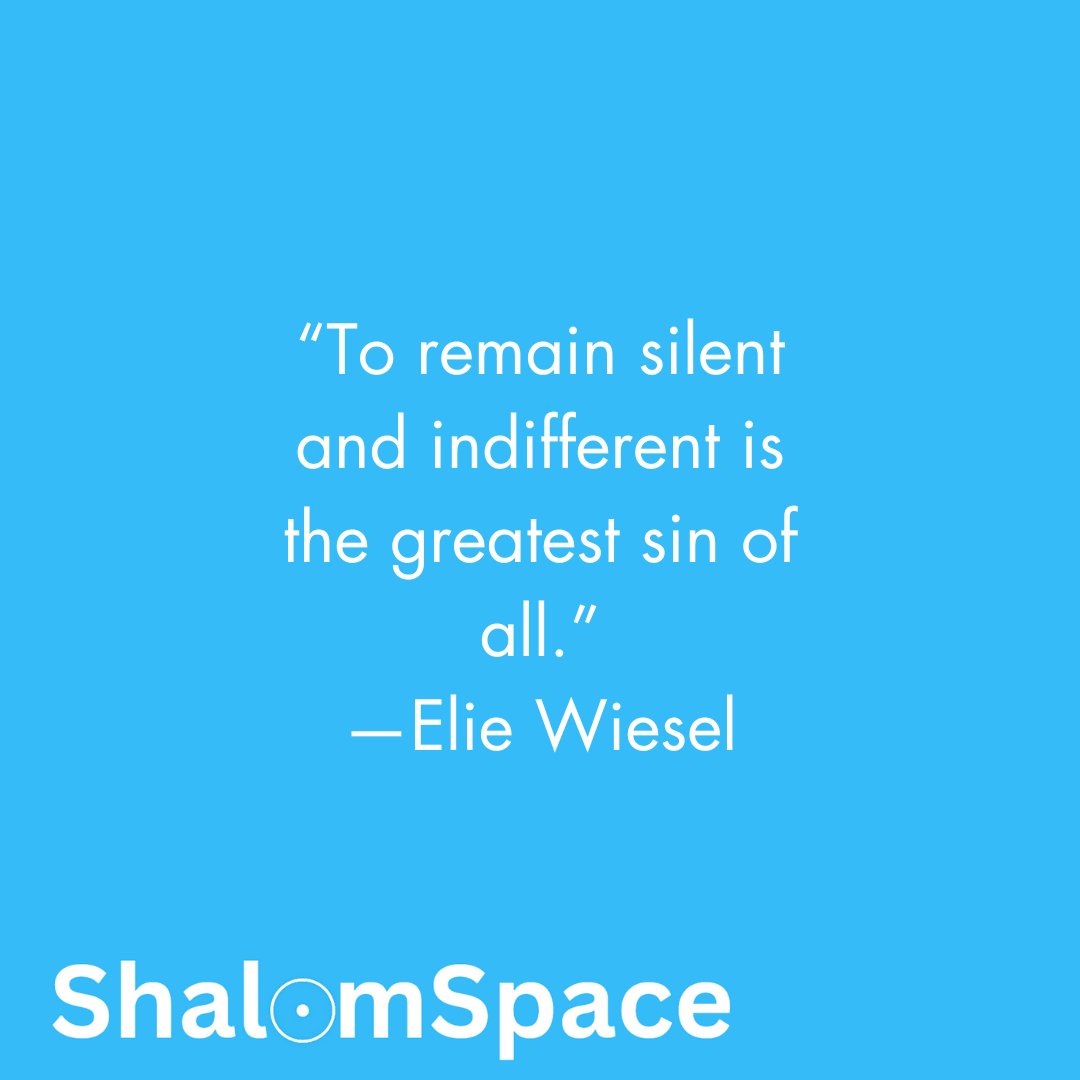 shalomspaceapp's tweet photo. “To remain silent and indifferent is the greatest sin of all.” -Elie Wiesel
#JewishWisdom #AmYisraelChai #JewishandProud #ShalomSpace #Jewishlife #Jewish #JewishPrayer #JewishPride #JewishThought #JewishCulture #JewishMeditation #JewishUnity #ElieWeisel https://t.co/0gultw2I06