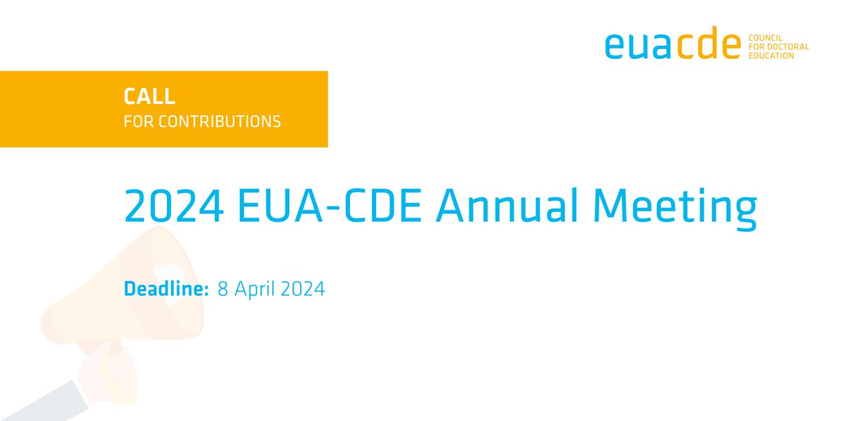 EUACDE's tweet photo. 📢  The call for contributions at #EUACDE Annual Meeting is now open: https://t.co/eJc6d4MSWI

EUA-CDE members can send proposals on #datacollection, #datascience skills, #AI, #FAIRdata or apply to the 3 min. format.

🗓️  26-28 June 2024
📍  Host @la_UPC https://t.co/2vbEkCQpkg