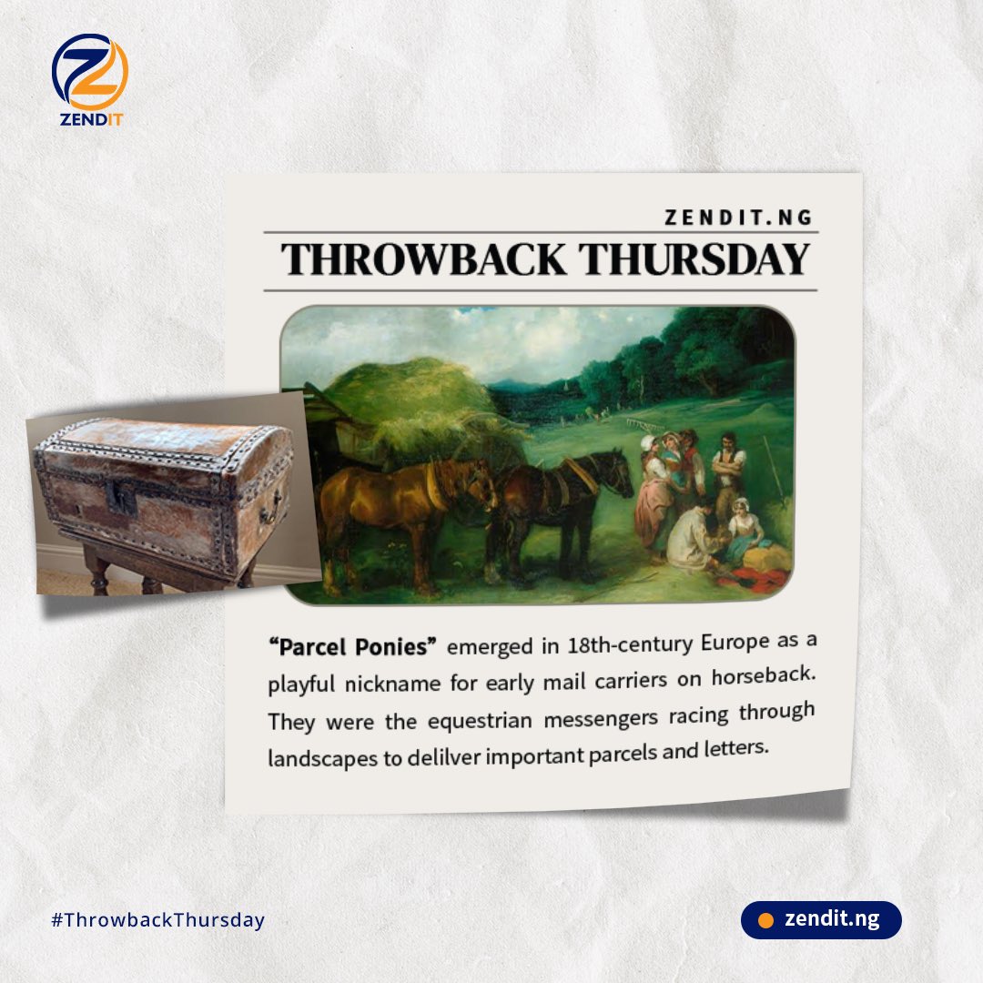 Zendittech's tweet photo. Throwing it back to the Parcel Ponies of the 18th century, the equestrian messengers racing through landscapes to deliver mail and parcels. ππ #Zendit #ThrowbackThursday #MailHistory https://t.co/1GAklsg2Ak