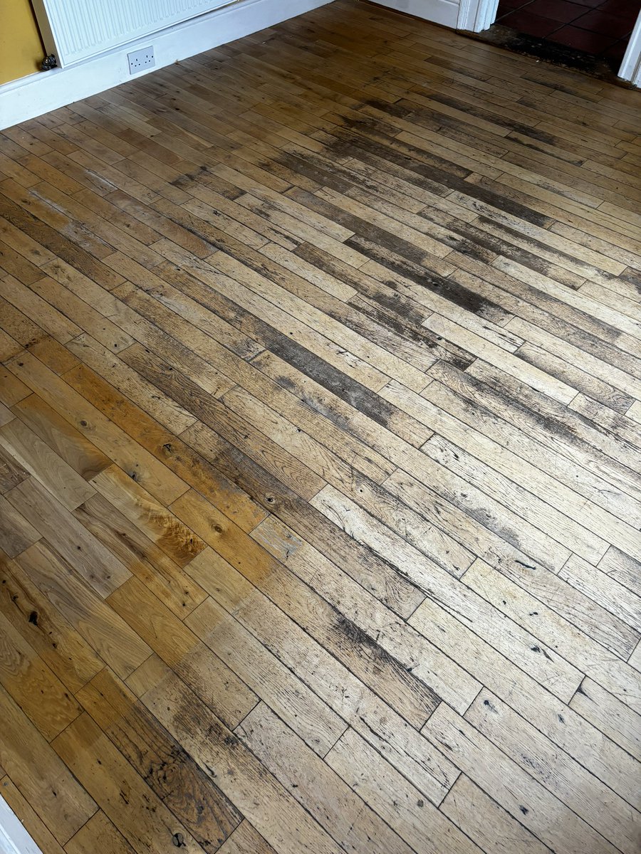 Solid oak floor sanded back to bare wood and sealed with hardwax extreme from WOCA Denmark - really bring out the beauty and natural golden colours of the oak - another happy customer and great transformation by the AHF team #floorsanding #Aislinnhardwoodflooring #cork #woca