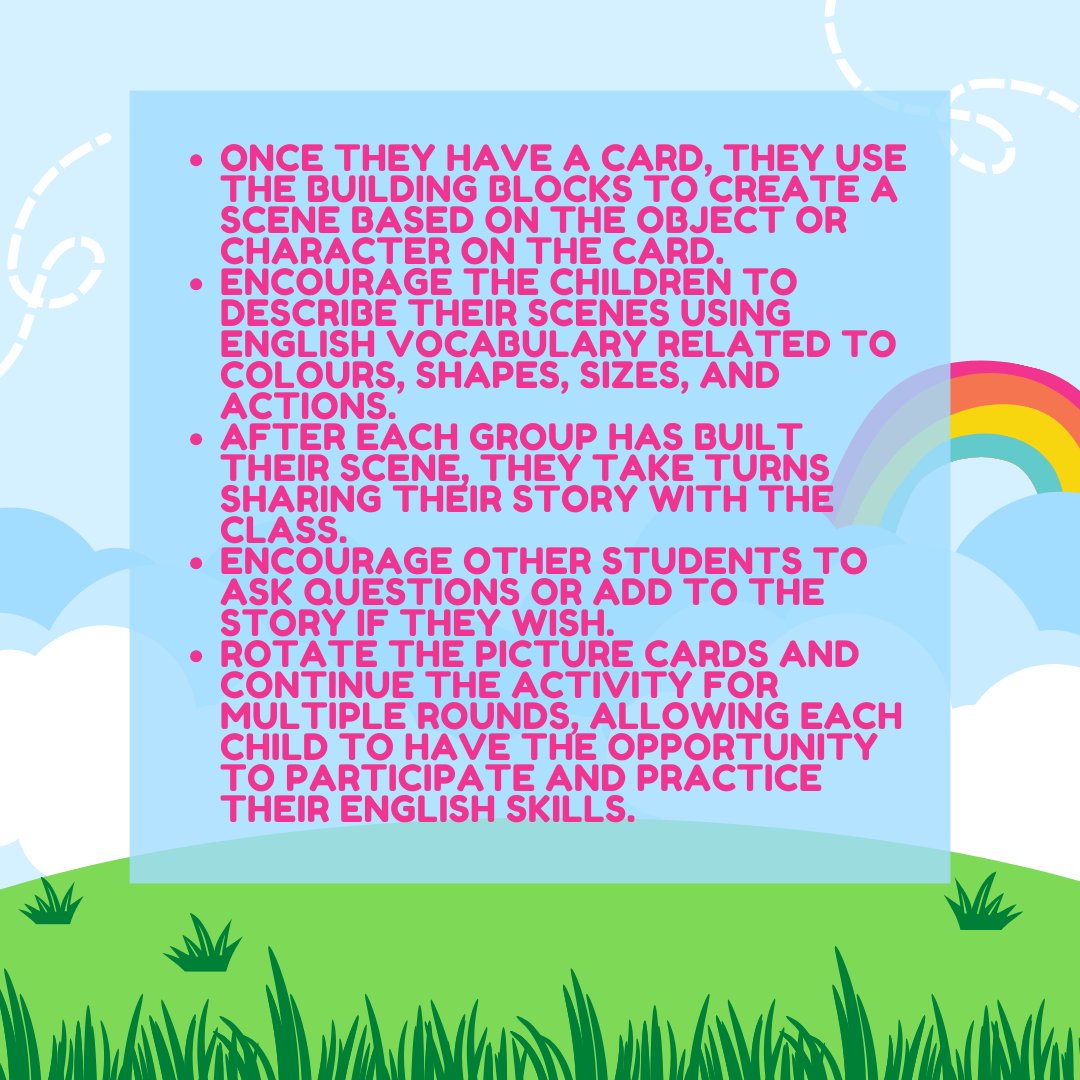OUPELTGlobal's tweet photo. Spark creativity and language skills in your English language learners with our Story Building Blocks activity! 🎨🗣️ Let imagination soar as kids craft scenes, describe in English, and share their stories. 🌈📝

 #ESL #LanguageLearning #CreativityInClassroom https://t.co/zqppkps7iY