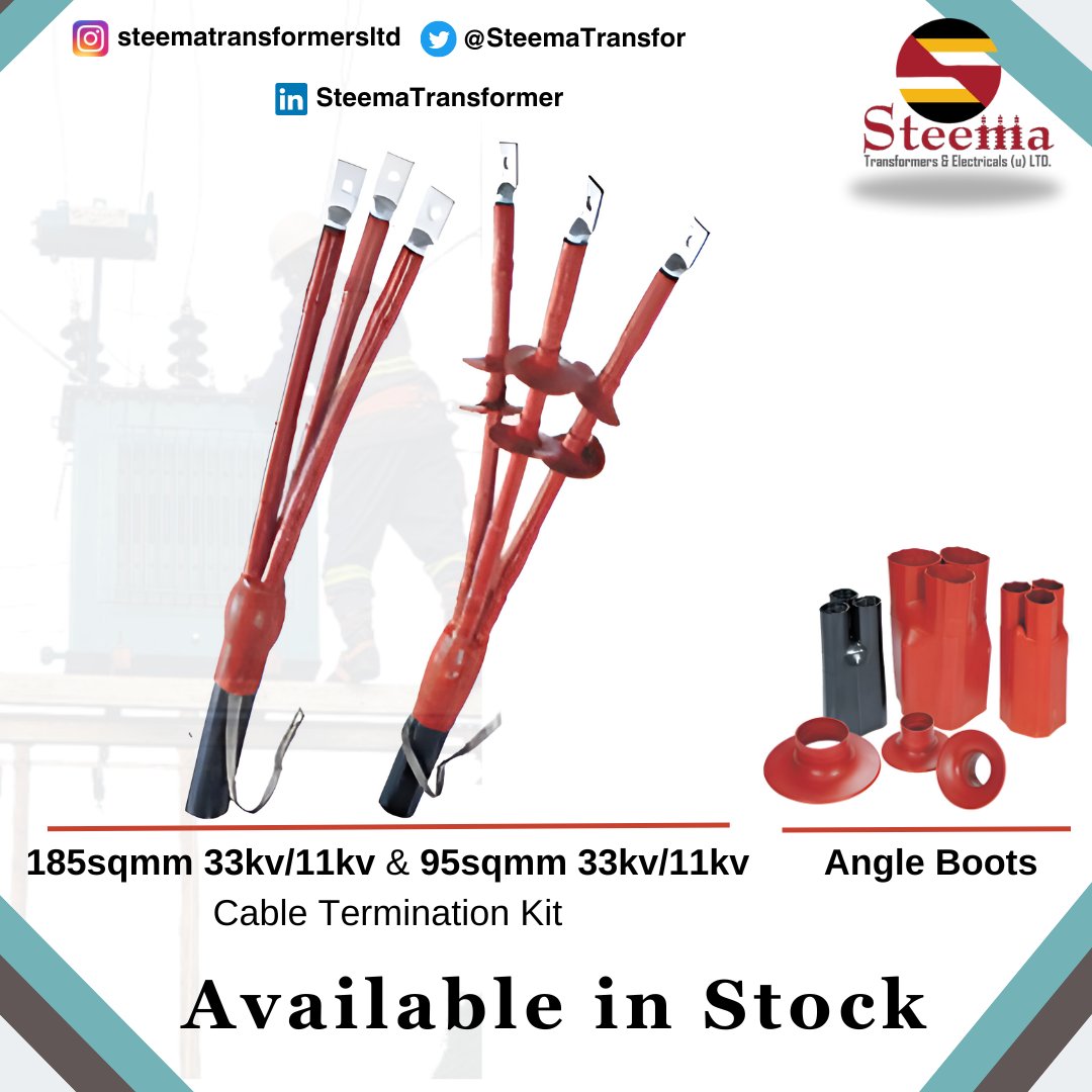 SteemaTransfor's tweet photo. Heat Shrink Cable kit and Angle Boots
#steema #steematransformer #uganda  #electricalservices  @Umeme @uedcl @uegcl #transformer #lineconstruction #distributiontransformer #powerlines #powerpanel #lineconstruction #UmemeAtservice https://t.co/Ru8iTM4XVi