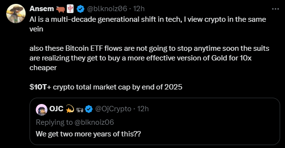 gem_insider's tweet photo. Ansem predicts $10T+ total crypto market cap in 2025 and you tell me these price targets are absurd?

$SOL - $600 (6x)
$LINK - $300 (19x)
$KAS - $5 (52x)
$TAO - $15,000 (35x)
$ORDI - $2,500 (43x)
$INJ - $1,250 (38X)
$RNDR - $250 (55x)
$TIA - $1000 (60x)

$OLAS - $250 (50x)
$MUBI - $10 (78x)
$PAAL - $10 (83x)
$RIO - $60 (99x)
$QUBIC - $0.00025 (100x)
$AZERO - $40 (40x)
$TRIAS - $500 (39x)
$NAKA - $50 (38x)
$ATOR - $75 (95x)
$NEON - $100 (80x)
$KUJI - $150 (50x)
$ORAI - $500 (71x)
$FI - $1.5 (107x)
$TET - $1000 (40x)
$ZEPH - $1500 (125x)
$ALPH - $200 (115X)
$AGRS - $500 (135x)
$XNA - $0.3 (135x)
$VRA - $0.5 (100x)
$CSIX - $8 (120x)
$SDEX - $2 (150x)
$CPOOL - $10 (110x)
$SPACE - $2,000 (100x)

$RVST - $50 (250x)
$RWN - $20 (150x)
$WNT - $50 (180x)
$BAI – $1,000 (206x)
$KNDX – (225x)
$DINERO - $1 (225x)
$ARC -$5 (120x)
$VEC - $5,000 (138x)
$IXS - $25 (120x)
$CREO - $10 (140x)
$ROUTE - $500 (125x)
$CAH – $750 (125x)
$ABT - $50 (150x)

I'm always spending most of my time researching some projects, so you don't have to.

A like + repost would be appreciated.

Follow so you won't miss making money this year.